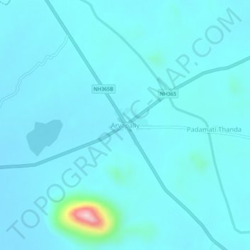 Carte topographique Arvapally, altitude, relief