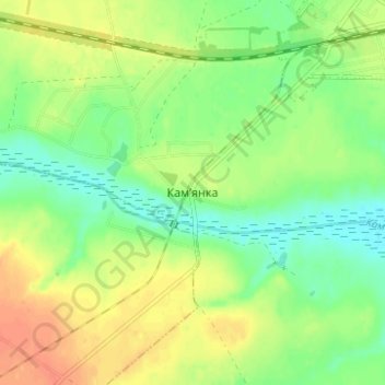 Carte topographique Kamianka, altitude, relief