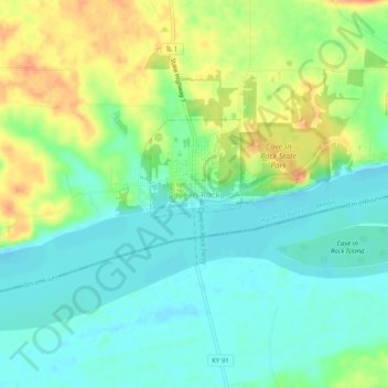 Carte topographique Cave-in-Rock, altitude, relief