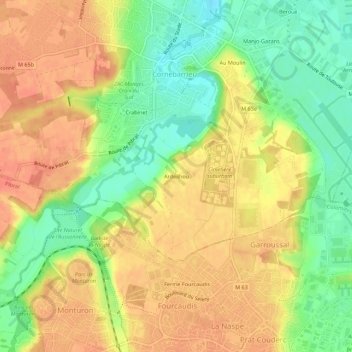 Carte topographique Ardeilhou, altitude, relief