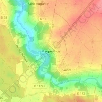 Carte topographique Mauperthuis, altitude, relief