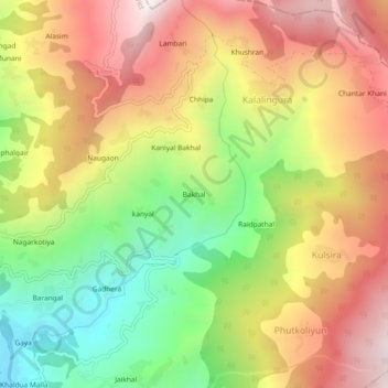 Carte topographique Bakhal, altitude, relief