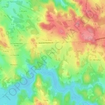Carte topographique Le Betz, altitude, relief