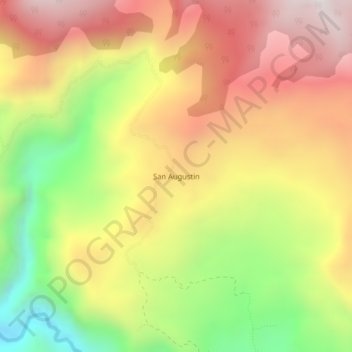 Carte topographique San Augustin, altitude, relief