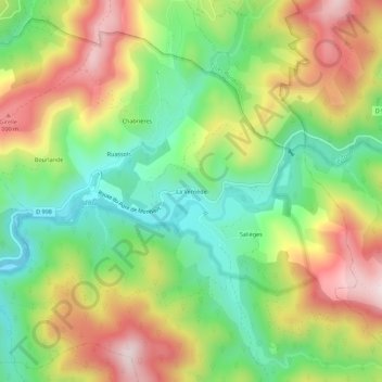 Carte topographique La Vernède, altitude, relief