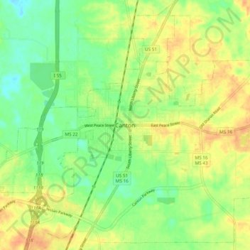 Carte topographique Canton, altitude, relief