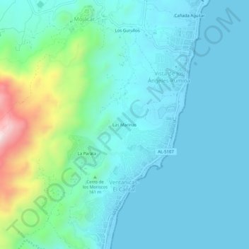 Carte topographique Las Marinas, altitude, relief