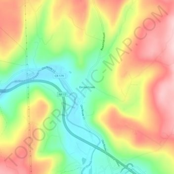 Carte topographique Deckertown, altitude, relief