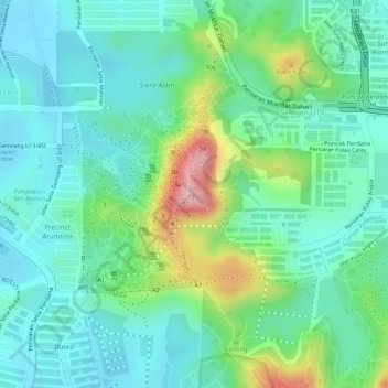 Carte topographique Peak Garden (North Hummock), altitude, relief
