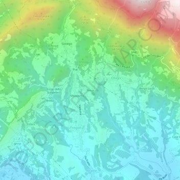 Carte topographique Tonus, altitude, relief