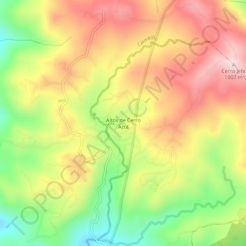 Carte topographique Altos de Cerro Azul, altitude, relief