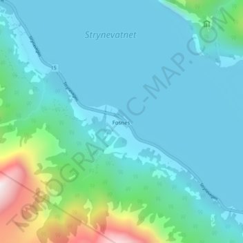 Carte topographique Oppstryn, altitude, relief