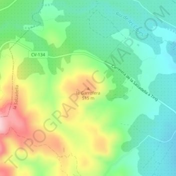 Carte topographique la Garrofera, altitude, relief