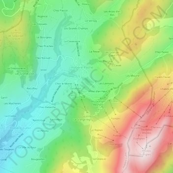 Carte topographique Le Pély, altitude, relief