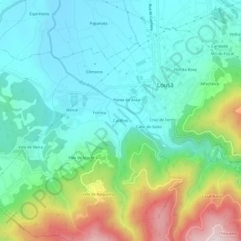 Carte topographique Cacilhas, altitude, relief