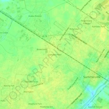 Carte topographique Gadsden Place, altitude, relief