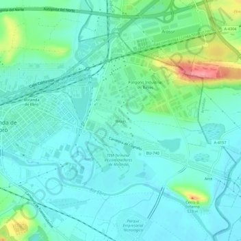 Carte topographique Bayas, altitude, relief