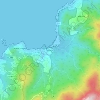 Carte topographique Plein soleil, altitude, relief