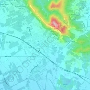 Carte topographique Cormons / Krmin, altitude, relief