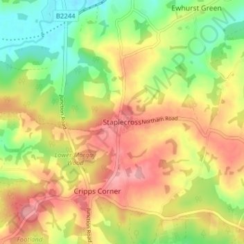 Carte topographique Staplecross, altitude, relief