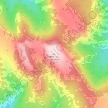 Carte topographique Amethyst Mountain, altitude, relief