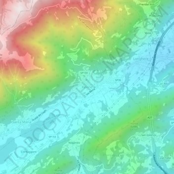 Carte topographique Revine, altitude, relief