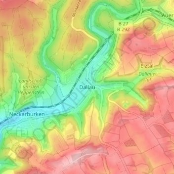 Carte topographique Dallau, altitude, relief