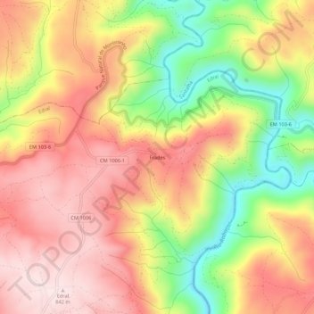 Carte topographique Frades, altitude, relief