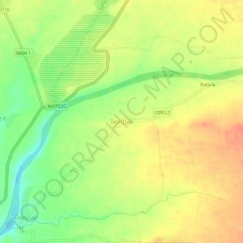 Carte topographique Tembali, altitude, relief