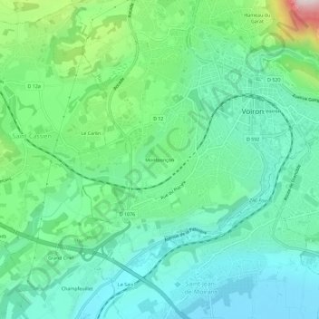 Carte topographique Montponçon, altitude, relief