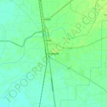 Carte topographique Shahbad, altitude, relief