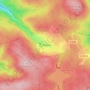 Carte topographique Carlsfeld, altitude, relief