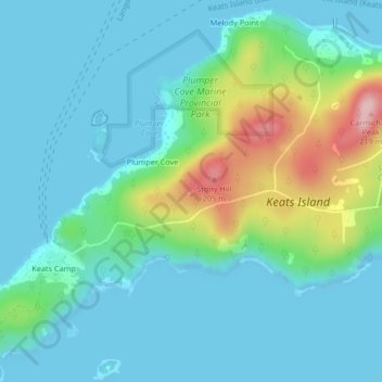 Carte topographique Highest Peak, altitude, relief