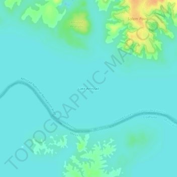 Carte topographique Lake Amistad, altitude, relief
