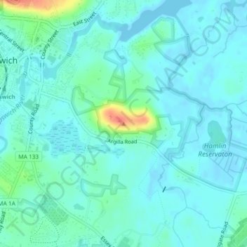 Carte topographique Heartbreak Hill, altitude, relief