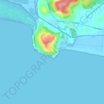 Carte topographique Ansedonia, altitude, relief