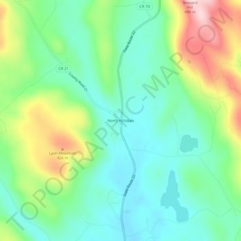 Carte topographique North Hillsdale, altitude, relief