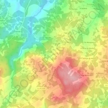 Carte topographique Taín, altitude, relief