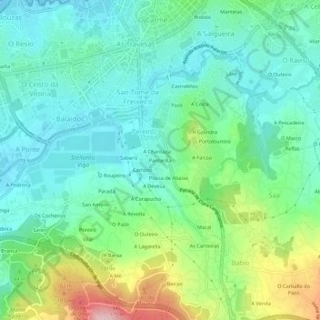 Carte topographique Pardarilla, altitude, relief