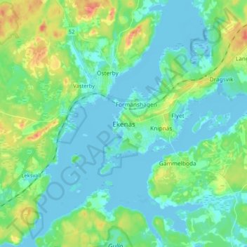 Carte topographique Ekenäs, altitude, relief