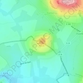Carte topographique Mont Rond, altitude, relief