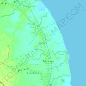 Carte topographique Bantan, altitude, relief