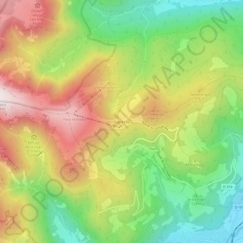 Carte topographique Gaschney, altitude, relief