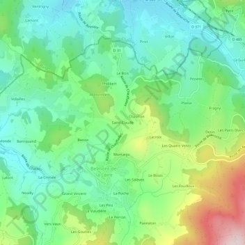 Carte topographique Saint-Claude, altitude, relief