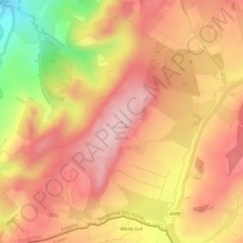 Carte topographique Stapeley Hill, altitude, relief