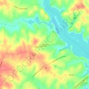 Carte topographique Long Island, altitude, relief