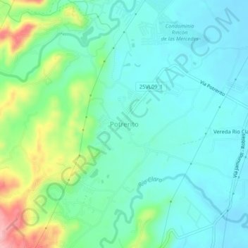 Carte topographique Potrerito, altitude, relief
