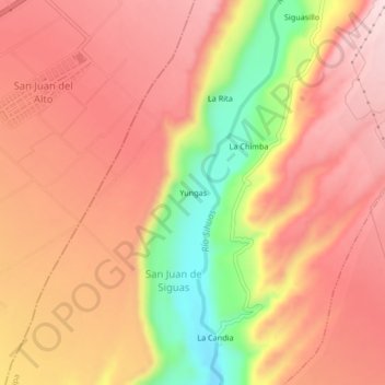 Carte topographique Yungas, altitude, relief