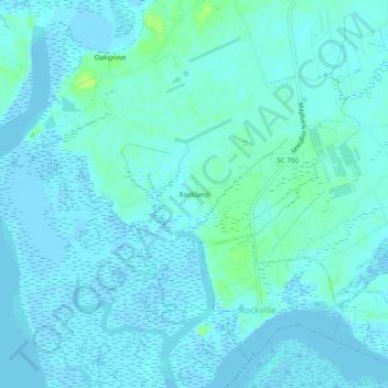 Carte topographique Rockland, altitude, relief