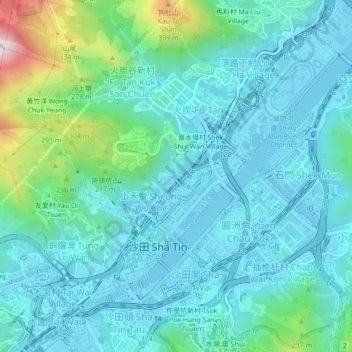 Carte topographique Ha Wo Che, altitude, relief